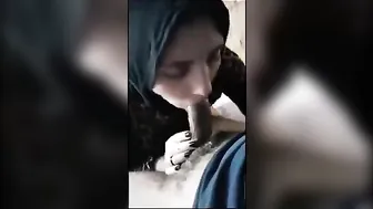 محجبه محترفه في مص الازبار مع حبيبها بتمص وتبلع زبه كامل