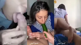 فرسه عربيه بتمص زب اخوها وتنزل بكسها على زبه تبلعه